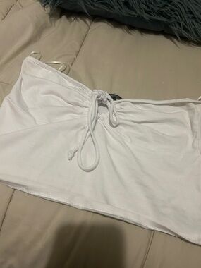 White Drawstring Tube Top